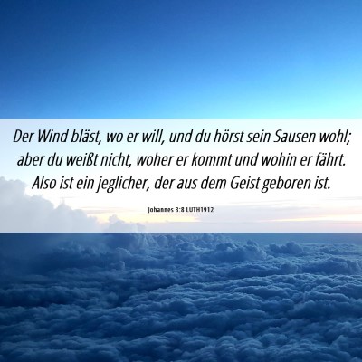 Picture 06 - Johannes 3:8 LUTH1912 - Der Wind bläst, wo er will, und du hörst sein - Bible Verse Picture