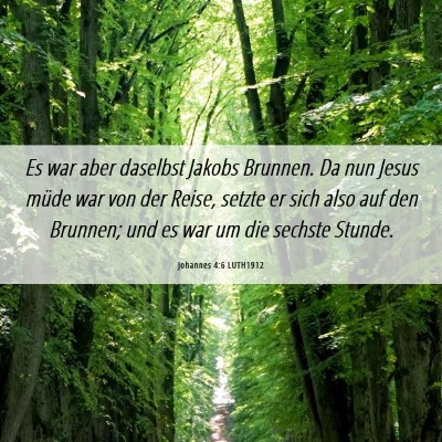 Picture 06 - Johannes 4:6 LUTH1912 - Es war aber daselbst Jakobs Brunnen. Da nun Jesus - Bible Verse Picture