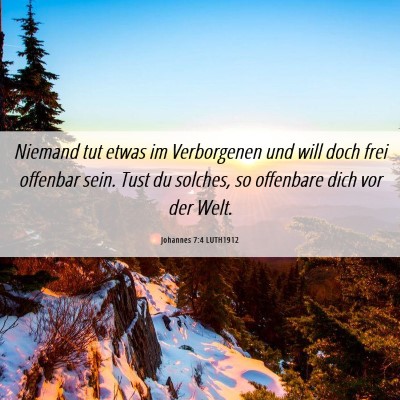 Picture 06 - Johannes 7:4 LUTH1912 - Niemand tut etwas im Verborgenen und will doch - Bible Verse Picture