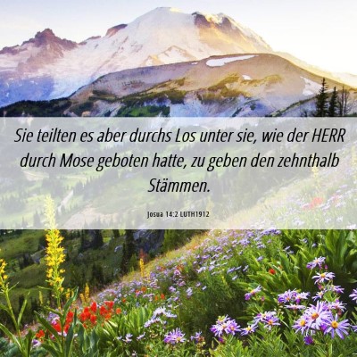 Picture 06 - Josua 14:2 LUTH1912 - Sie teilten es aber durchs Los unter sie, wie der - Bible Verse Picture