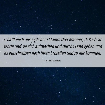 Picture 06 - Josua 18:4 LUTH1912 - Schafft euch aus jeglichem Stamm drei Männer, - Bible Verse Picture