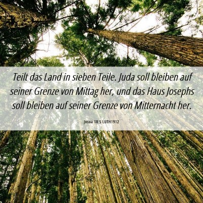 Picture 06 - Josua 18:5 LUTH1912 - Teilt das Land in sieben Teile. Juda soll bleiben - Bible Verse Picture
