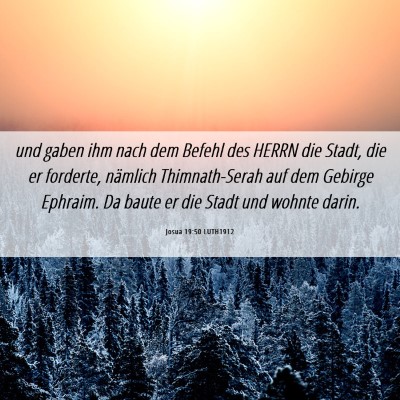 Picture 06 - Josua 19:50 LUTH1912 - und gaben ihm nach dem Befehl des HERRN die - Bible Verse Picture