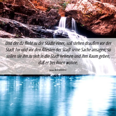 Picture 06 - Josua 20:4 LUTH1912 - Und der da flieht zu der Städte einer, soll - Bible Verse Picture