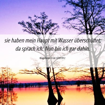 Picture 06 - Klagelieder 3:54 LUTH1912 - sie haben mein Haupt mit Wasser überschüttet; - Bible Verse Picture