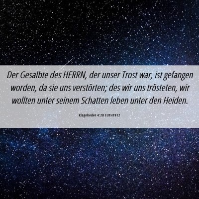 Picture 06 - Klagelieder 4:20 LUTH1912 - Der Gesalbte des HERRN, der unser Trost war, ist - Bible Verse Picture