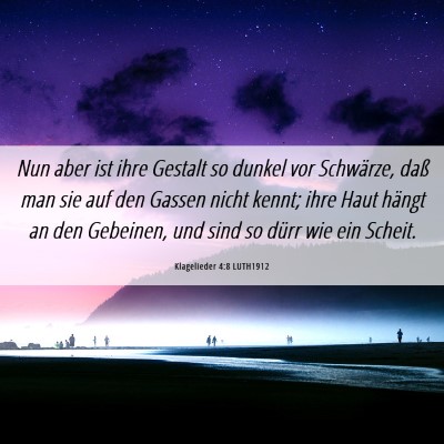 Picture 06 - Klagelieder 4:8 LUTH1912 - Nun aber ist ihre Gestalt so dunkel vor - Bible Verse Picture