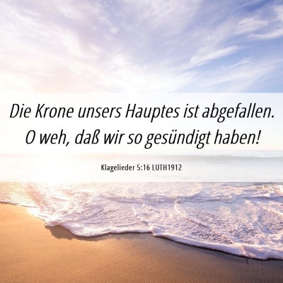 Picture 06 - Klagelieder 5:16 LUTH1912 - Die Krone unsers Hauptes ist abgefallen. O weh, - Bible Verse Picture