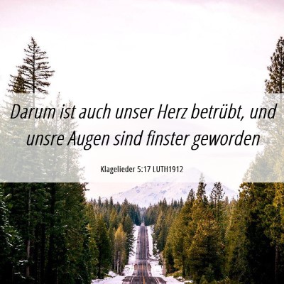 Picture 06 - Klagelieder 5:17 LUTH1912 - Darum ist auch unser Herz betrübt, und unsre - Bible Verse Picture