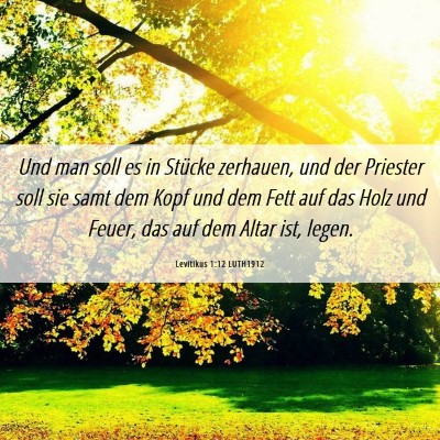 Picture 06 - Levitikus 1:12 LUTH1912 - Und man soll es in Stücke zerhauen, und der - Bible Verse Picture