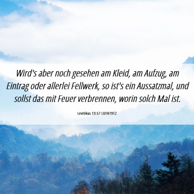 Picture 06 - Levitikus 13:57 LUTH1912 - Wird's aber noch gesehen am Kleid, am Aufzug, am - Bible Verse Picture