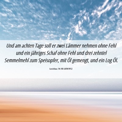 Picture 06 - Levitikus 14:10 LUTH1912 - Und am achten Tage soll er zwei Lämmer nehmen - Bible Verse Picture