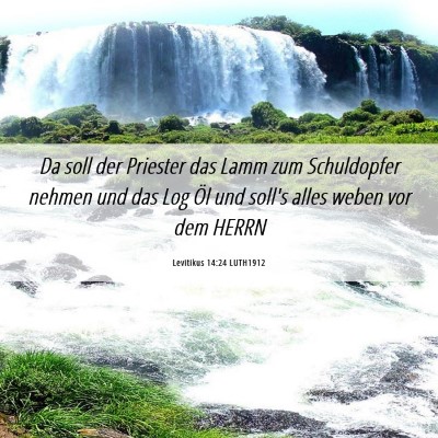 Picture 06 - Levitikus 14:24 LUTH1912 - Da soll der Priester das Lamm zum Schuldopfer - Bible Verse Picture