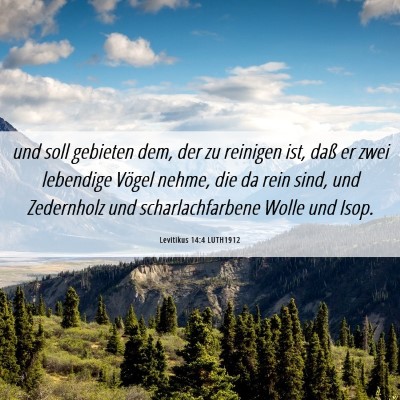 Picture 06 - Levitikus 14:4 LUTH1912 - und soll gebieten dem, der zu reinigen ist, daß - Bible Verse Picture