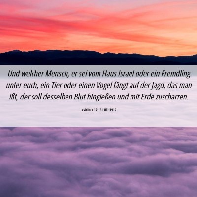 Picture 06 - Levitikus 17:13 LUTH1912 - Und welcher Mensch, er sei vom Haus Israel oder - Bible Verse Picture