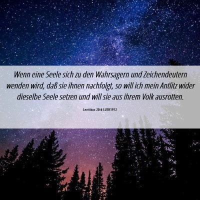 Picture 06 - Levitikus 20:6 LUTH1912 - Wenn eine Seele sich zu den Wahrsagern und - Bible Verse Picture