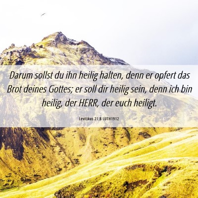 Picture 06 - Levitikus 21:8 LUTH1912 - Darum sollst du ihn heilig halten, denn er opfert - Bible Verse Picture