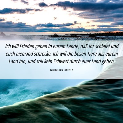 Picture 06 - Levitikus 26:6 LUTH1912 - Ich will Frieden geben in eurem Lande, daß ihr - Bible Verse Picture