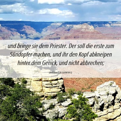 Picture 06 - Levitikus 5:8 LUTH1912 - und bringe sie dem Priester. Der soll die erste - Bible Verse Picture