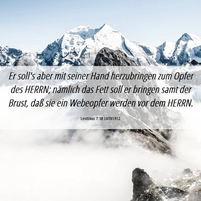 Picture 06 - Levitikus 7:30 LUTH1912 - Er soll's aber mit seiner Hand herzubringen zum - Bible Verse Picture