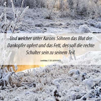 Picture 06 - Levitikus 7:33 LUTH1912 - Und welcher unter Aarons Söhnen das Blut der - Bible Verse Picture