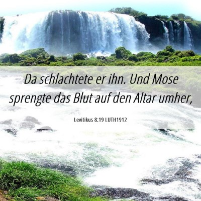 Picture 06 - Levitikus 8:19 LUTH1912 - Da schlachtete er ihn. Und Mose sprengte das Blut - Bible Verse Picture