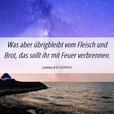 Picture 06 - Levitikus 8:32 LUTH1912 - Was aber übrigbleibt vom Fleisch und Brot, das - Bible Verse Picture