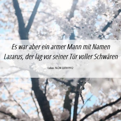 Picture 06 - Lukas 16:20 LUTH1912 - Es war aber ein armer Mann mit Namen Lazarus, der - Bible Verse Picture