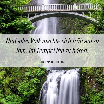 Picture 06 - Lukas 21:38 LUTH1912 - Und alles Volk machte sich früh auf zu ihm, im - Bible Verse Picture