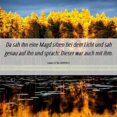 Picture 06 - Lukas 22:56 LUTH1912 - Da sah ihn eine Magd sitzen bei dem Licht und sah - Bible Verse Picture