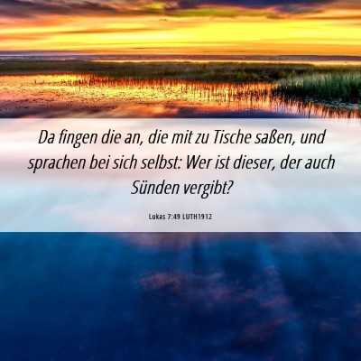 Picture 06 - Lukas 7:49 LUTH1912 - Da fingen die an, die mit zu Tische saßen, und - Bible Verse Picture