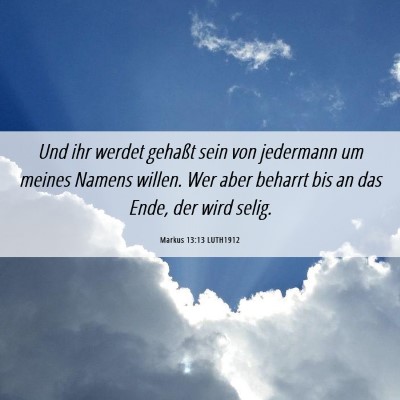 Picture 06 - Markus 13:13 LUTH1912 - Und ihr werdet gehaßt sein von jedermann um - Bible Verse Picture