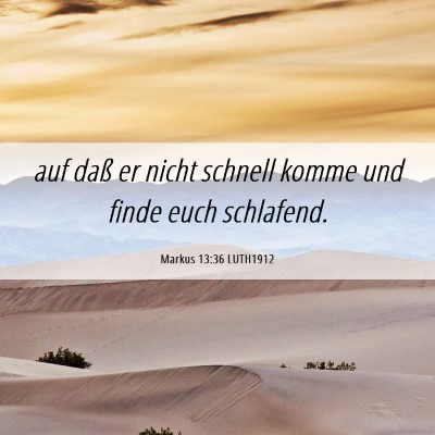 Picture 06 - Markus 13:36 LUTH1912 - auf daß er nicht schnell komme und finde euch - Bible Verse Picture