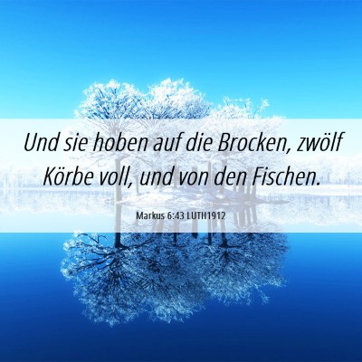 Picture 06 - Markus 6:43 LUTH1912 - Und sie hoben auf die Brocken, zwölf Körbe - Bible Verse Picture