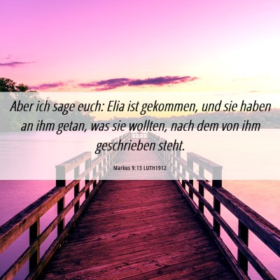 Picture 06 - Markus 9:13 LUTH1912 - Aber ich sage euch: Elia ist gekommen, und sie - Bible Verse Picture