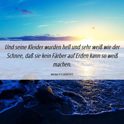 Picture 06 - Markus 9:3 LUTH1912 - Und seine Kleider wurden hell und sehr weiß wie - Bible Verse Picture