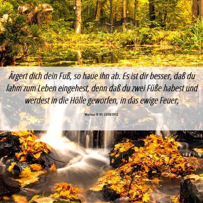 Picture 06 - Markus 9:45 LUTH1912 - Ärgert dich dein Fuß, so haue ihn ab. Es ist - Bible Verse Picture