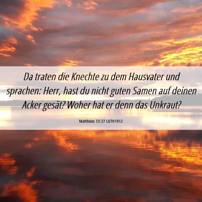 Picture 06 - Matthäus 13:27 LUTH1912 - Da traten die Knechte zu dem Hausvater und - Bible Verse Picture