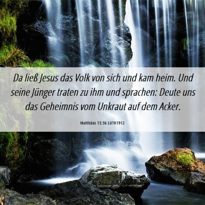 Picture 06 - Matthäus 13:36 LUTH1912 - Da ließ Jesus das Volk von sich und kam heim. - Bible Verse Picture