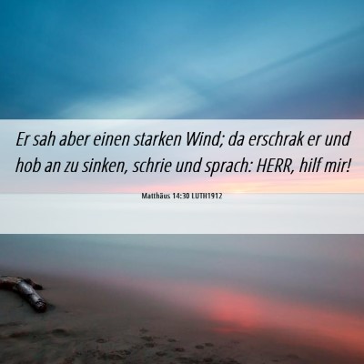 Picture 06 - Matthäus 14:30 LUTH1912 - Er sah aber einen starken Wind; da erschrak er - Bible Verse Picture
