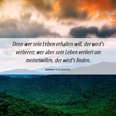 Picture 06 - Matthäus 16:25 LUTH1912 - Denn wer sein Leben erhalten will, der wird's - Bible Verse Picture