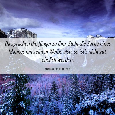 Picture 06 - Matthäus 19:10 LUTH1912 - Da sprachen die Jünger zu ihm: Steht die Sache - Bible Verse Picture