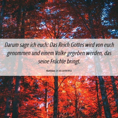 Picture 06 - Matthäus 21:43 LUTH1912 - Darum sage ich euch: Das Reich Gottes wird von - Bible Verse Picture