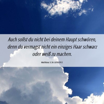 Picture 06 - Matthäus 5:36 LUTH1912 - Auch sollst du nicht bei deinem Haupt schwören, - Bible Verse Picture