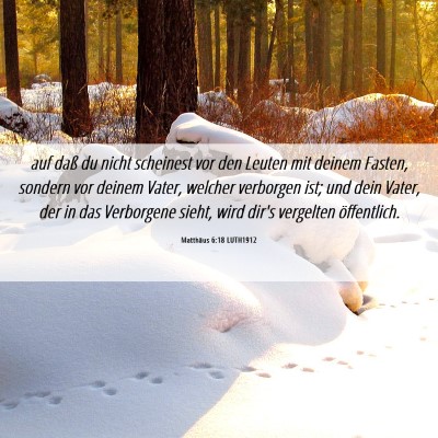 Picture 06 - Matthäus 6:18 LUTH1912 - auf daß du nicht scheinest vor den Leuten mit - Bible Verse Picture