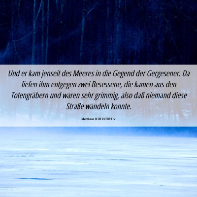 Picture 06 - Matthäus 8:28 LUTH1912 - Und er kam jenseit des Meeres in die Gegend der - Bible Verse Picture