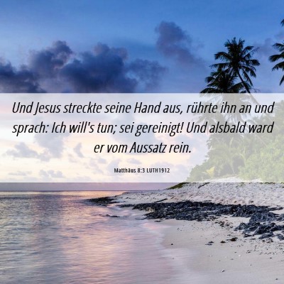 Picture 06 - Matthäus 8:3 LUTH1912 - Und Jesus streckte seine Hand aus, rührte ihn an - Bible Verse Picture