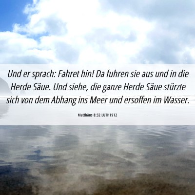 Picture 06 - Matthäus 8:32 LUTH1912 - Und er sprach: Fahret hin! Da fuhren sie aus und - Bible Verse Picture