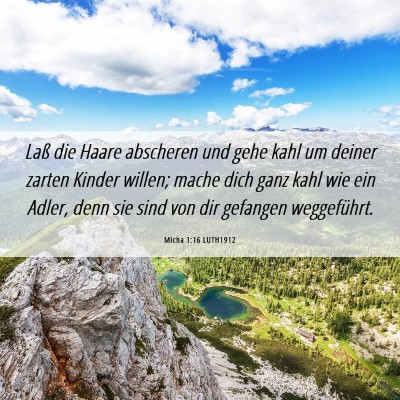 Picture 06 - Micha 1:16 LUTH1912 - Laß die Haare abscheren und gehe kahl um deiner - Bible Verse Picture