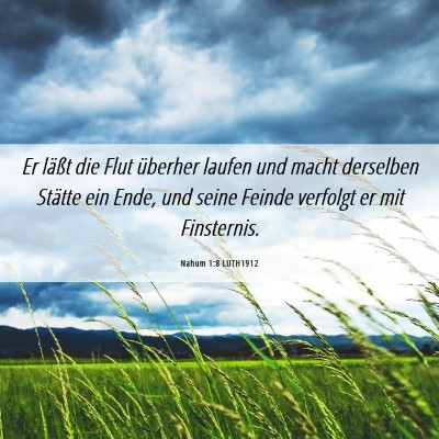 Picture 06 - Nahum 1:8 LUTH1912 - Er läßt die Flut überher laufen und macht - Bible Verse Picture